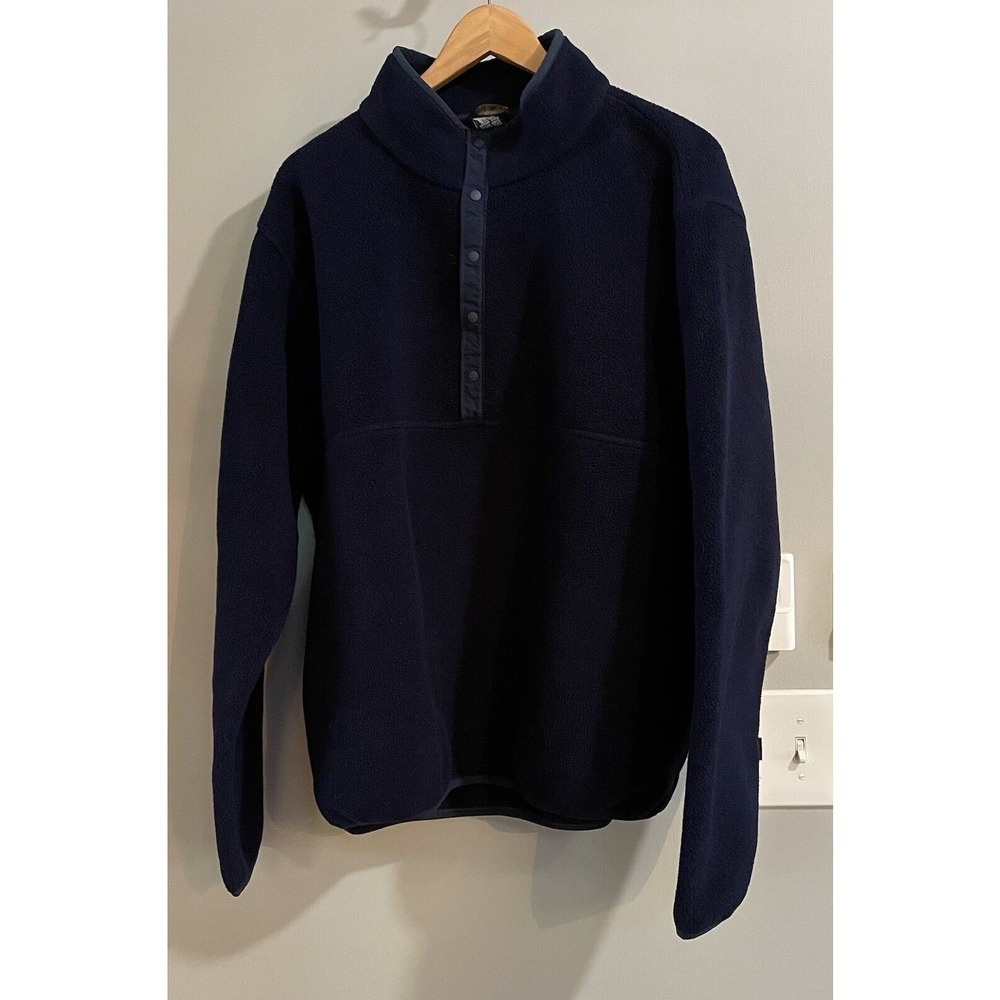 LL Bean Sweater Fleece Heavyweight 1/4 Snap Up Mock‎ Neck Y2K Pullover Mens XL